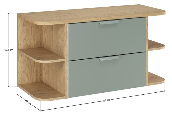 Comad Koupelnová skříňka pod deskové umyvadlo set Aster Green 100 zelená/dub cremona