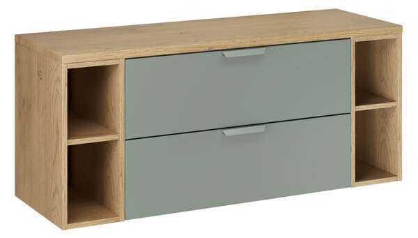 Comad Koupelnová skříňka pod deskové umyvadlo set Aster Green 120 zelená/dub cremona