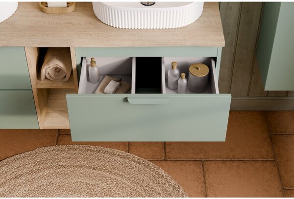 Comad Koupelnová skříňka s deskovými umyvadly set Aster Green 100 bílá/dub cremona