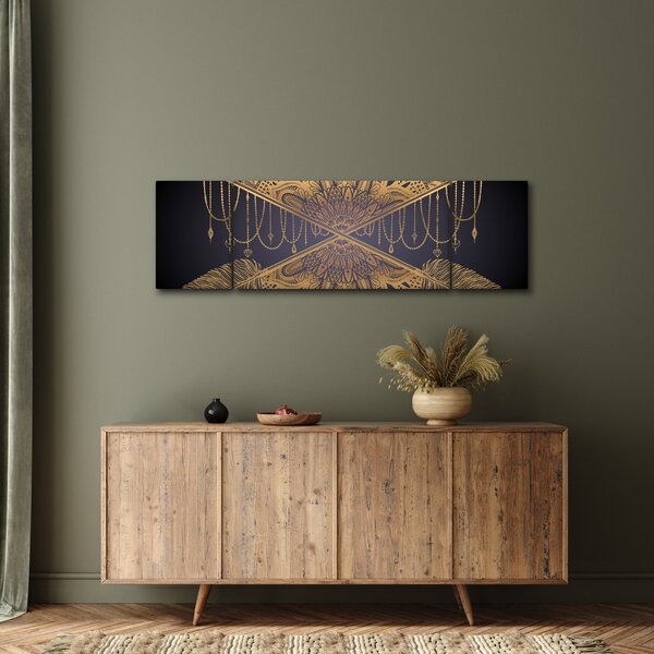 Obraz - Zlatá mandala s šípy (170x50 cm)