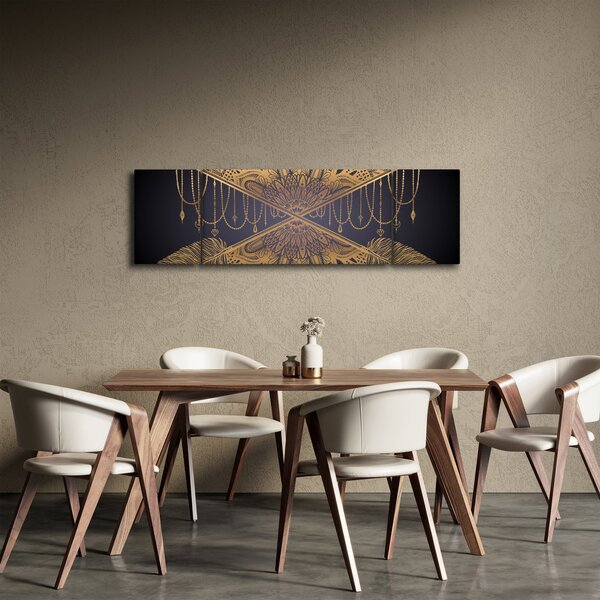 Obraz - Zlatá mandala s šípy (170x50 cm)