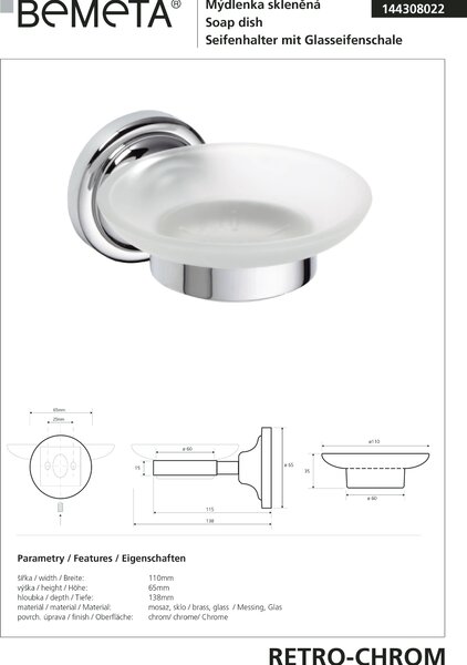 Bemeta Design RETRO chrom: Mýdlenka - 144308022