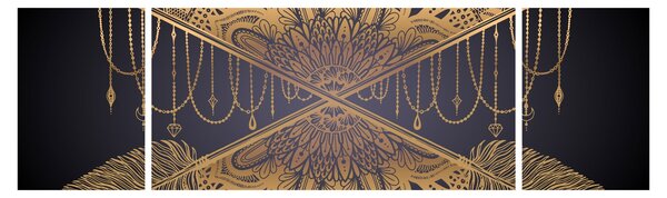 Obraz - Zlatá mandala s šípy (170x50 cm)