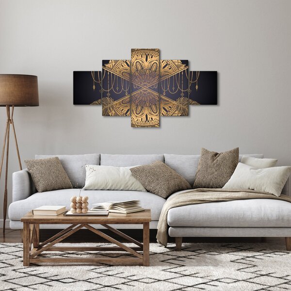 Obraz - Zlatá mandala s šípy (125x70 cm)
