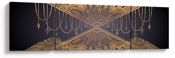 Obraz - Zlatá mandala s šípy (170x50 cm)