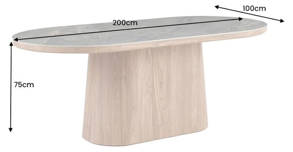 Jídelní stůl UNIQUE 200 CM šedý mramor/dýha ořech Nábytek | Jídelní prostory | Jídelní stoly | 180 cm a více