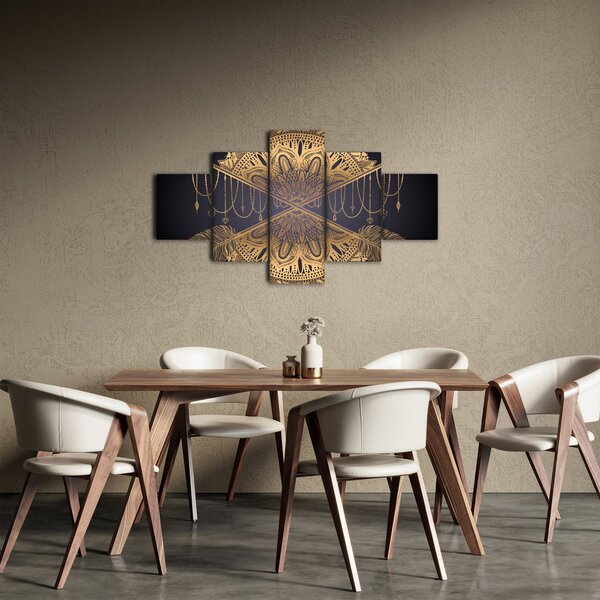 Obraz - Zlatá mandala s šípy (125x70 cm)