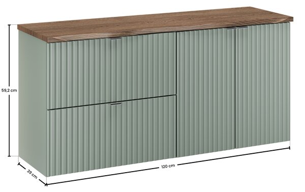 Comad Koupelnová skříňka pod deskové umyvadlo set Line Reed Green 120 zelená/dub cassela