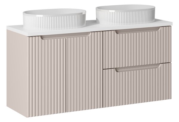 Comad Koupelnová skříňka s deskovými umyvadly set Nova Cashmere 120 kašmír/bílá