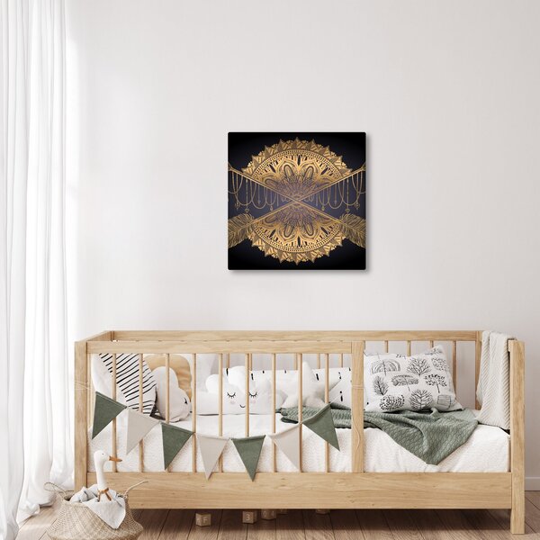 Obraz - Zlatá mandala s šípy (30x30 cm)