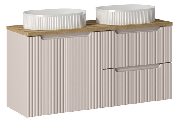 Comad Koupelnová skříňka s deskovými umyvadly set Nova Cashmere 120 kašmír/dub coast evoke