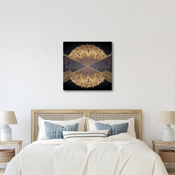 Obraz - Zlatá mandala s šípy (30x30 cm)