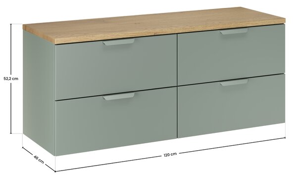 Comad Koupelnová skříňka pod deskové umyvadlo set Aster Green 120 zelená/dub cremona