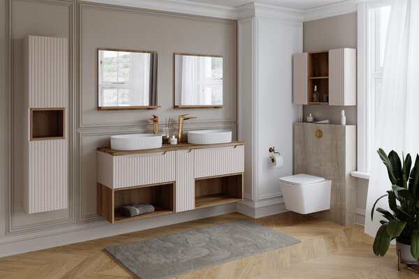 Comad Koupelnová skříňka pod deskové umyvadlo set Nova Cashmere 120 kašmír/dub cassela