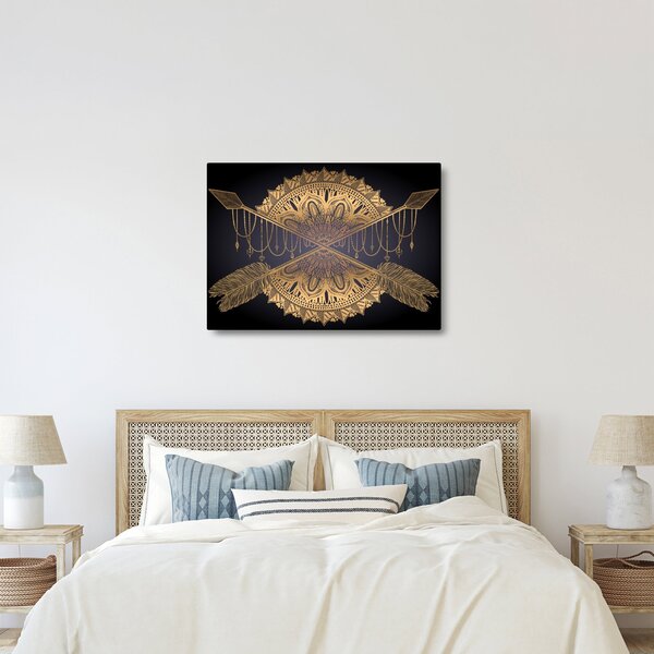 Obraz - Zlatá mandala s šípy (70x50 cm)