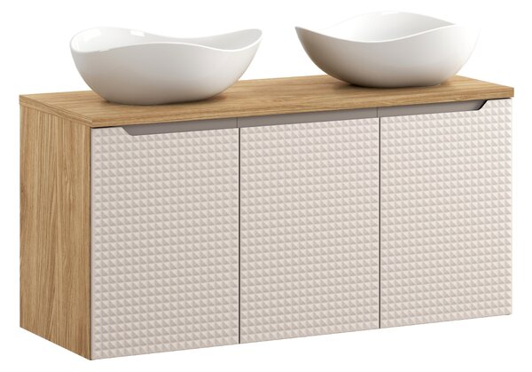 Comad Koupelnová skříňka s deskovými umyvadly set Luxor Beige 120 béžová/dub olejovaný