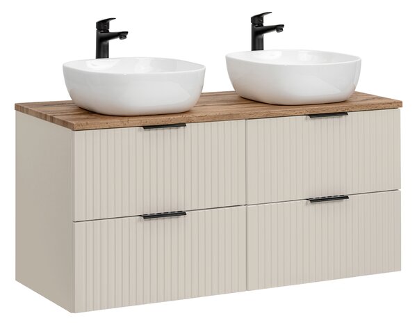 Comad Koupelnová skříňka s deskovými umyvadly set Adel Cashmere 120 kašmír/dub santa fe
