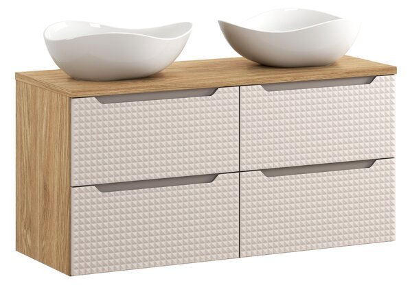 Comad Koupelnová skříňka s deskovými umyvadly set Luxor Beige II. 120 béžová/dub olejovaný