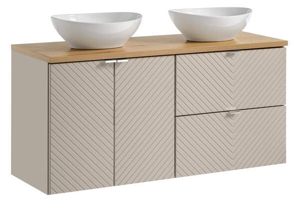 Comad Koupelnová skříňka s deskovými umyvadly set Viva Cashmere 120 kašmír/dub coast evoke