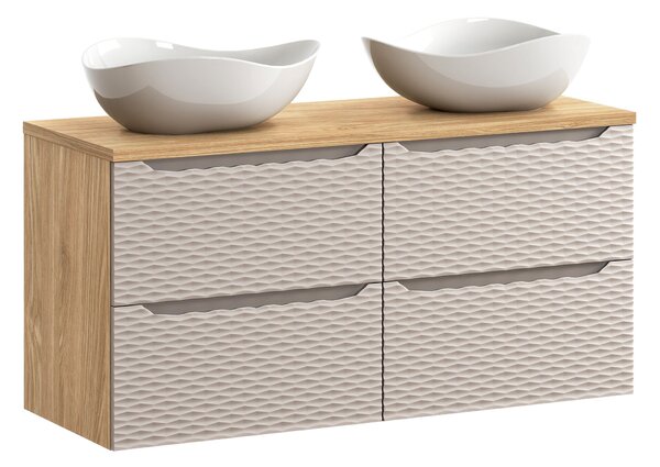 Comad Koupelnová skříňka s deskovými umyvadly set Ocean Beige 120 béžová/dub olejovaný