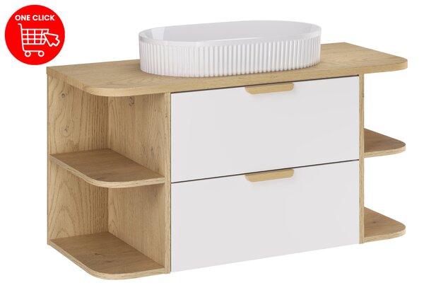 Comad Koupelnová skříňka s deskovými umyvadly set Aster White 100 bílá/dub cremona