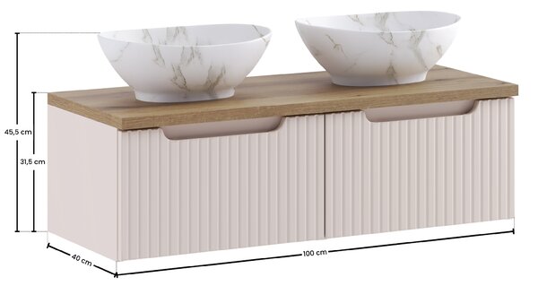 Comad Koupelnová skříňka s deskovými umyvadly set Nova Cashmere 100 kašmír/dub coast evoke