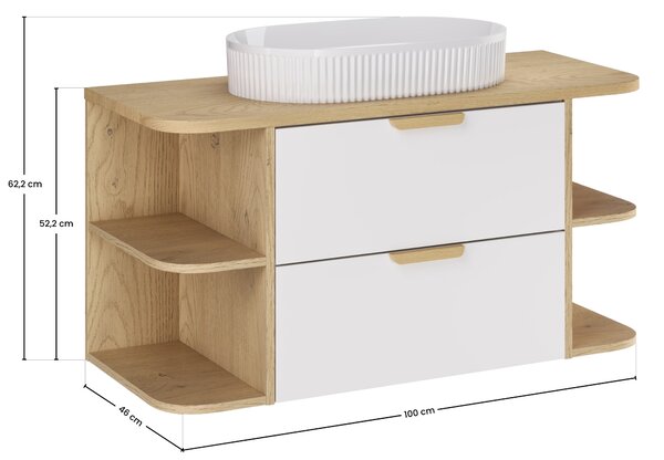 Comad Koupelnová skříňka s deskovými umyvadly set Aster White 100 bílá/dub cremona