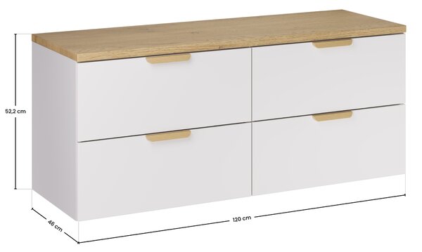 Comad Koupelnová skříňka pod deskové umyvadlo set Aster White 120 bílá/dub cremona