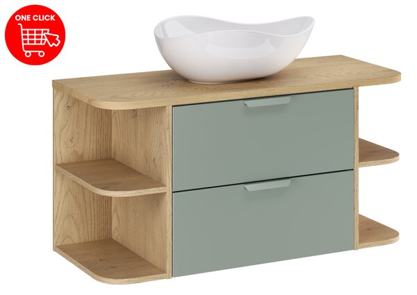 Comad Koupelnová skříňka s deskovými umyvadly set Aster Green 100 bílá/dub cremona