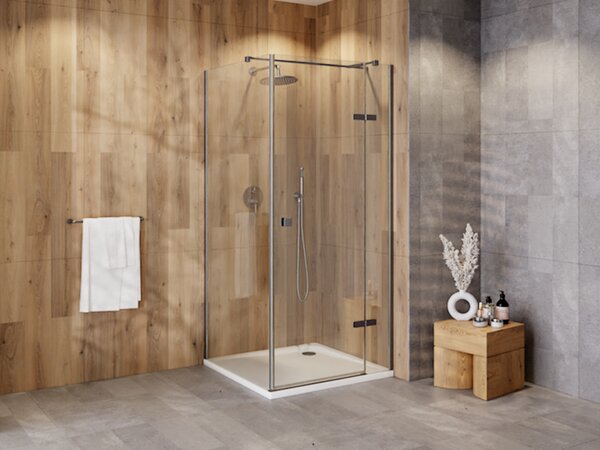 Besco Čtvercový sprchový kout PIXA GUN METAL SQ 90x90, výška 195 cm - bez vaničky Orientace: Levá