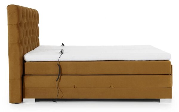 Kontinentální postel CARLINO boxspring s elektrickým polohováním 200x180, hořčicová (Monolith 48)