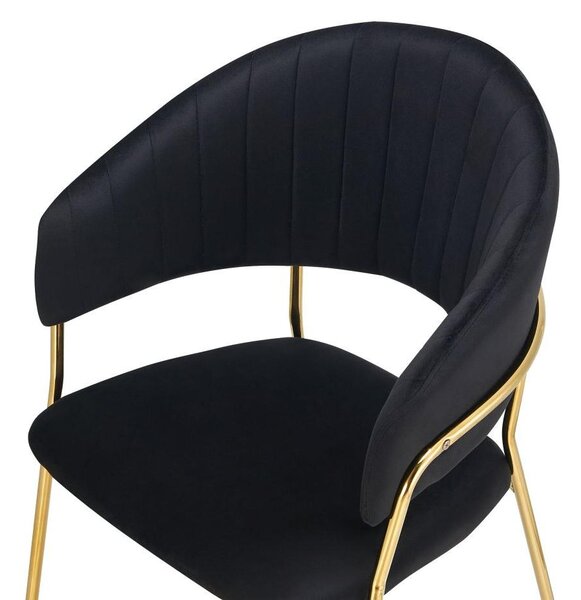 Designové jídelní křeslo Dasmona 1 (černá + zlatá + chromová)