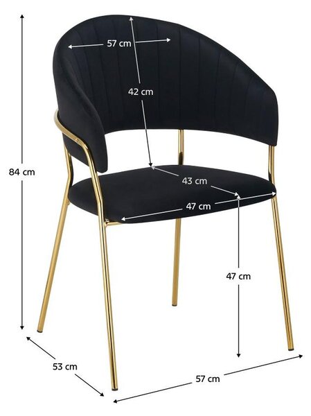 Designové jídelní křeslo Dasmona 1 (černá + zlatá + chromová)