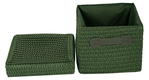 TEMPO-KONDELA IBERIS, úložné boxy, set 4 ks, oranžová/olivová/zelená/hnědá