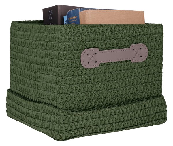 TEMPO-KONDELA IBERIS, úložné boxy, set 4 ks, oranžová/olivová/zelená/hnědá