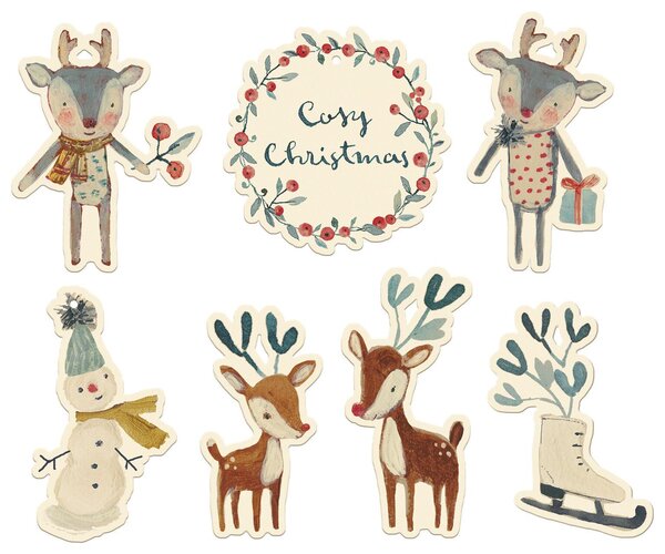 Vánoční štítky na dárky Cosy Christmas - 14 ks