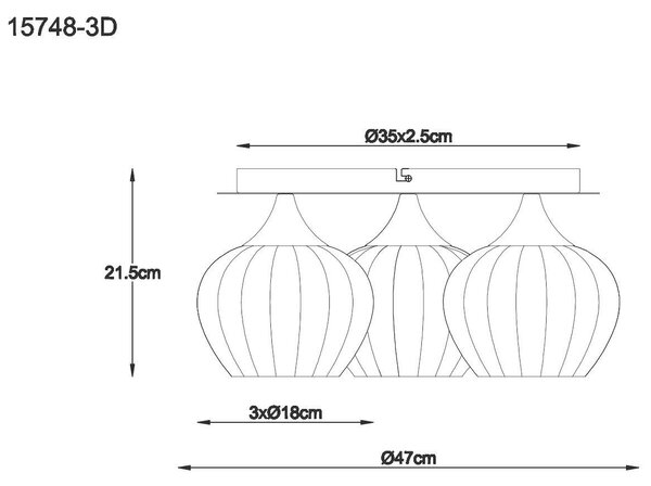 STROPNÍ SVÍTIDLO, 47/21,5 cm Globo - Online Only svítidla, Online Only