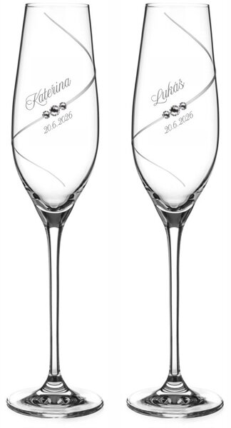 Svatební skleničky na sekt Diamante Silhouette s krystaly Swarovski 2 ks