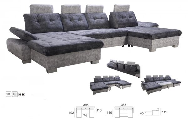 Sedací souprava DIOR U, šedá (AN 5077/5075)