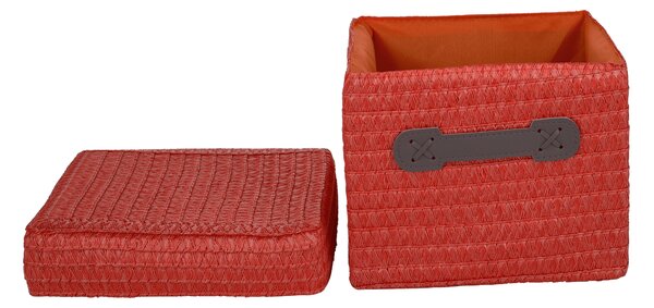 TEMPO-KONDELA IBERIS, úložné boxy, set 4 ks, oranžová/olivová/zelená/hnědá