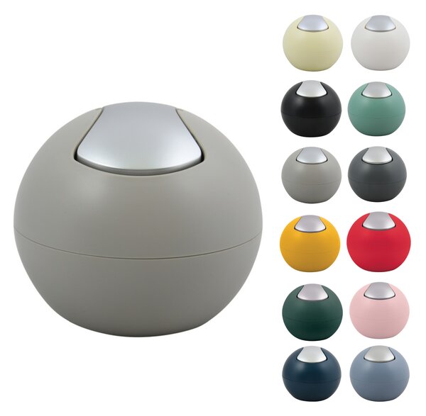 Spirella mini výklopný odpadkový koš BOWL MATT, matný šedohnědý, plast, 1 L