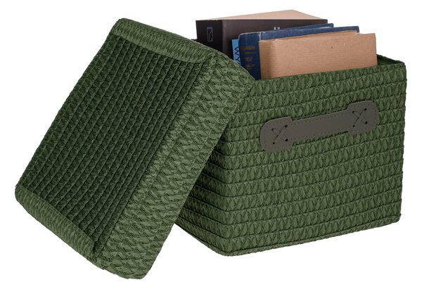 TEMPO-KONDELA IBERIS, úložné boxy, set 4 ks, oranžová/olivová/zelená/hnědá