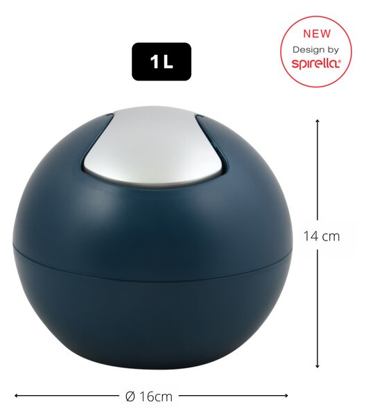 Spirella mini výklopný odpadkový koš BOWL MATT, matný petrolejový, plast, 1 L