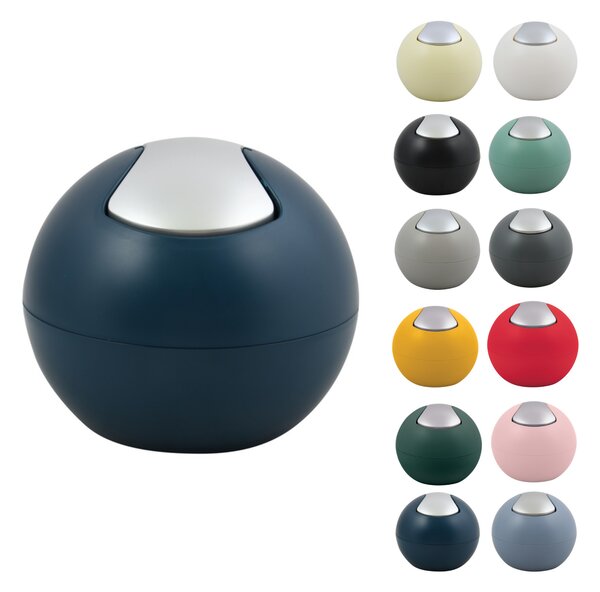 Spirella mini výklopný odpadkový koš BOWL MATT, matný petrolejový, plast, 1 L