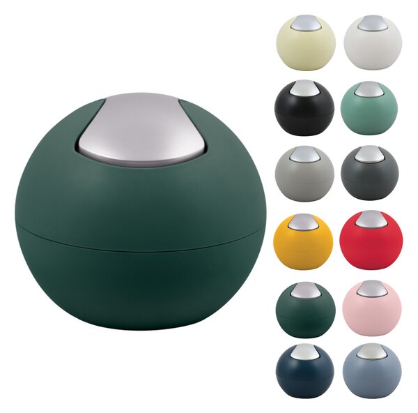 Spirella mini výklopný odpadkový koš BOWL MATT, matný tmavě zelený, plast, 1 L