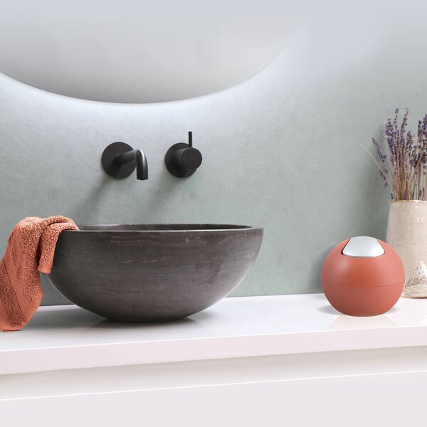 Spirella mini výklopný odpadkový koš BOWL MATT, matný terakota, plast, 1 L
