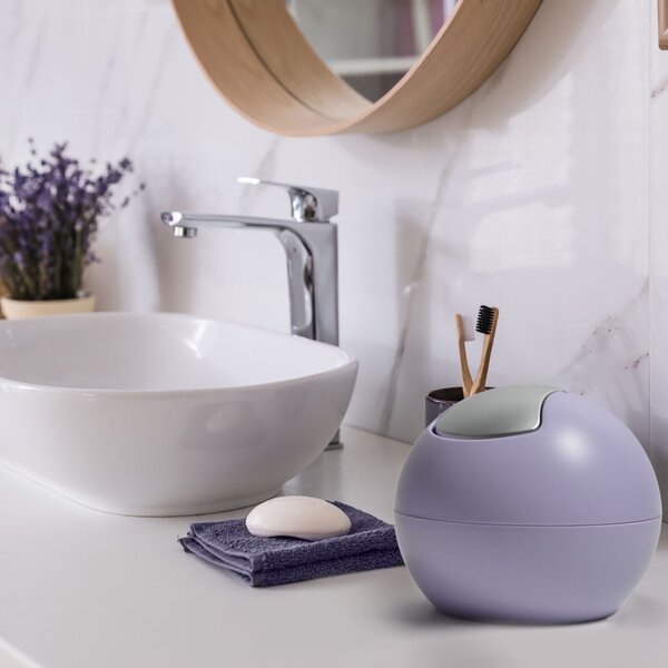 Spirella mini výklopný odpadkový koš BOWL MATT, matný fialový, plast, 1 L