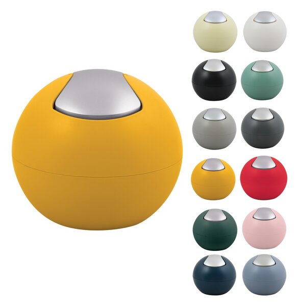 Spirella mini výklopný odpadkový koš BOWL MATT, matný šafránově žlutý, plast, 1 L