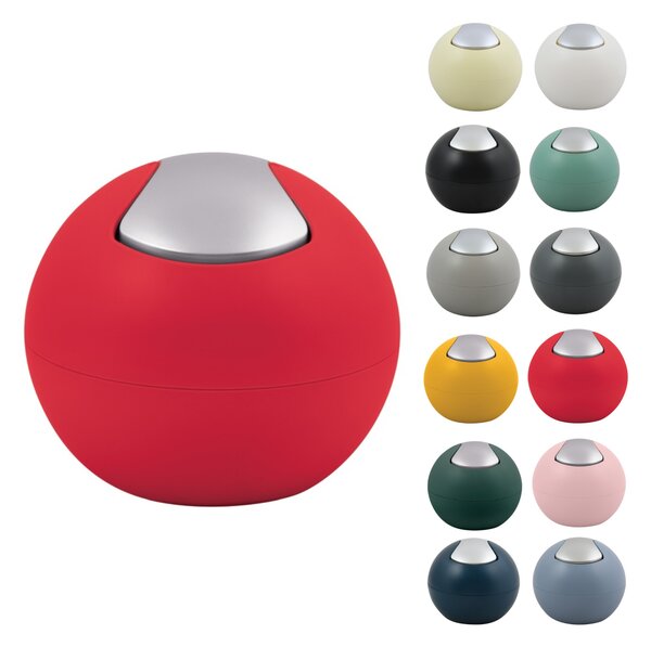 Spirella mini výklopný odpadkový koš BOWL MATT, matný červený, plast, 1 L