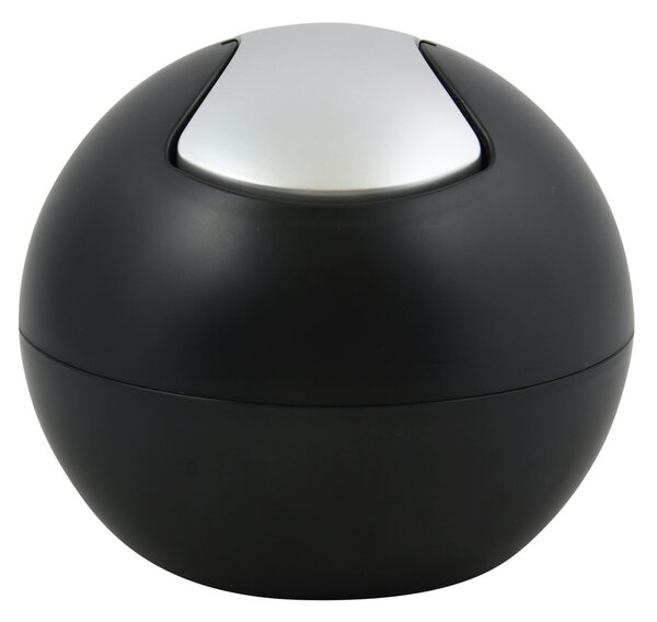 Spirella mini výklopný odpadkový koš BOWL MATT, matný černý, plast, 1 L